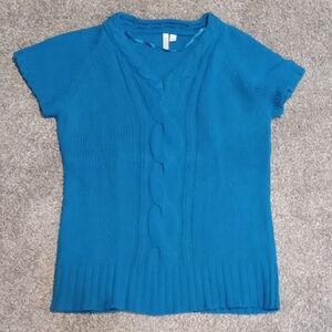 Women's Blue Short Sleeve Sweater